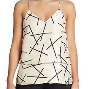 C/MEO Collective Champagne + Black Bar Stick Print Tiered Racerback Tank - Small